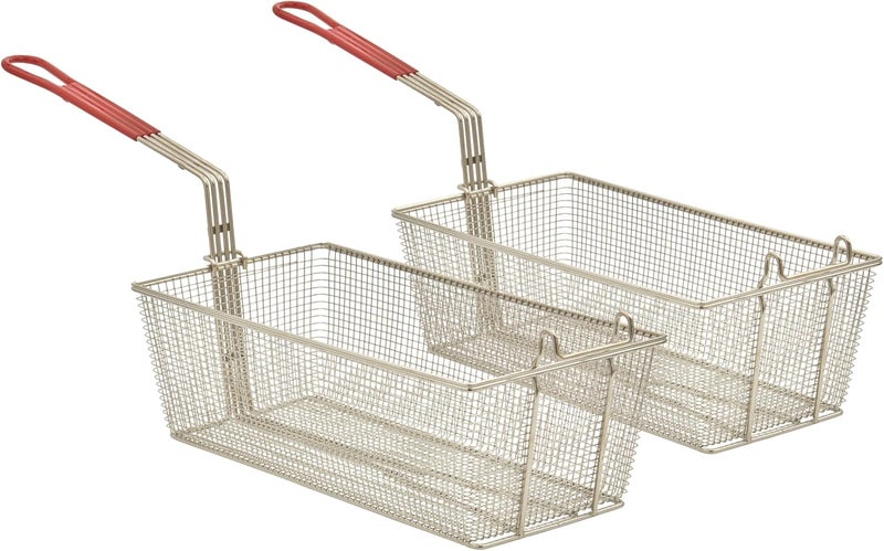 Kratos Commercial Deep Fryer Basket for Large 70/100 lb. /5 Burner Commercial Gas Floor Fryers | 19.625" x 6" x 9.25" | Set of Two Fryer Baskets - Image 1